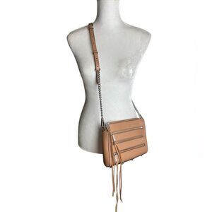 Rebecca Minkoff Mini‎ 5 Zip Moto Tan Leather Crossbody Purse Bag